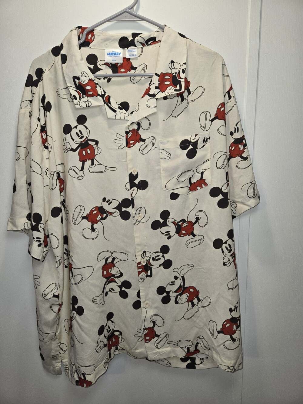 NWT Disney Mickey Mouse Graphic Button Up Shirt Top Big Mens Or UNISEX 2X Travel